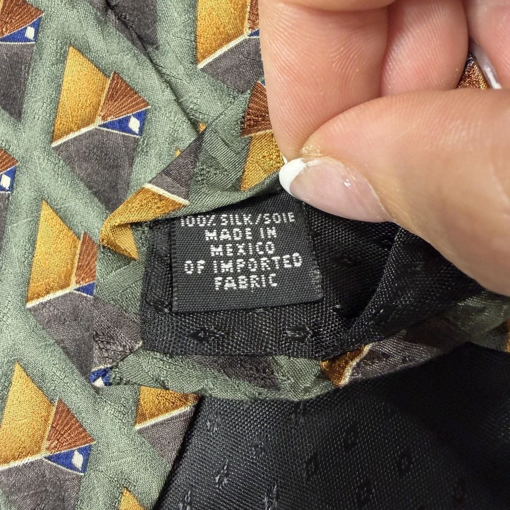 Oscar‎ De La Renta 100% Silk Tie Mens One Size Green Made In Mexico Necktie